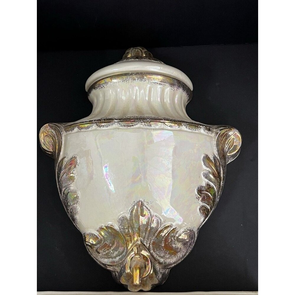1956 Iridescent Ceramic Sconce W/ Gold Trim 18" LONG TOTAL - Picture 5 of 15